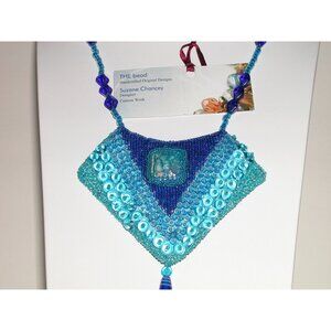 Beaded Statement Necklace With Glass Pendant & Toggle Clasp By Suzanne Chancey